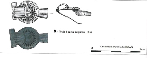 Fibule à queue de paon, Fouilles 2005 (Cl. C. Saint-Olive-Sandoz, Inrap)